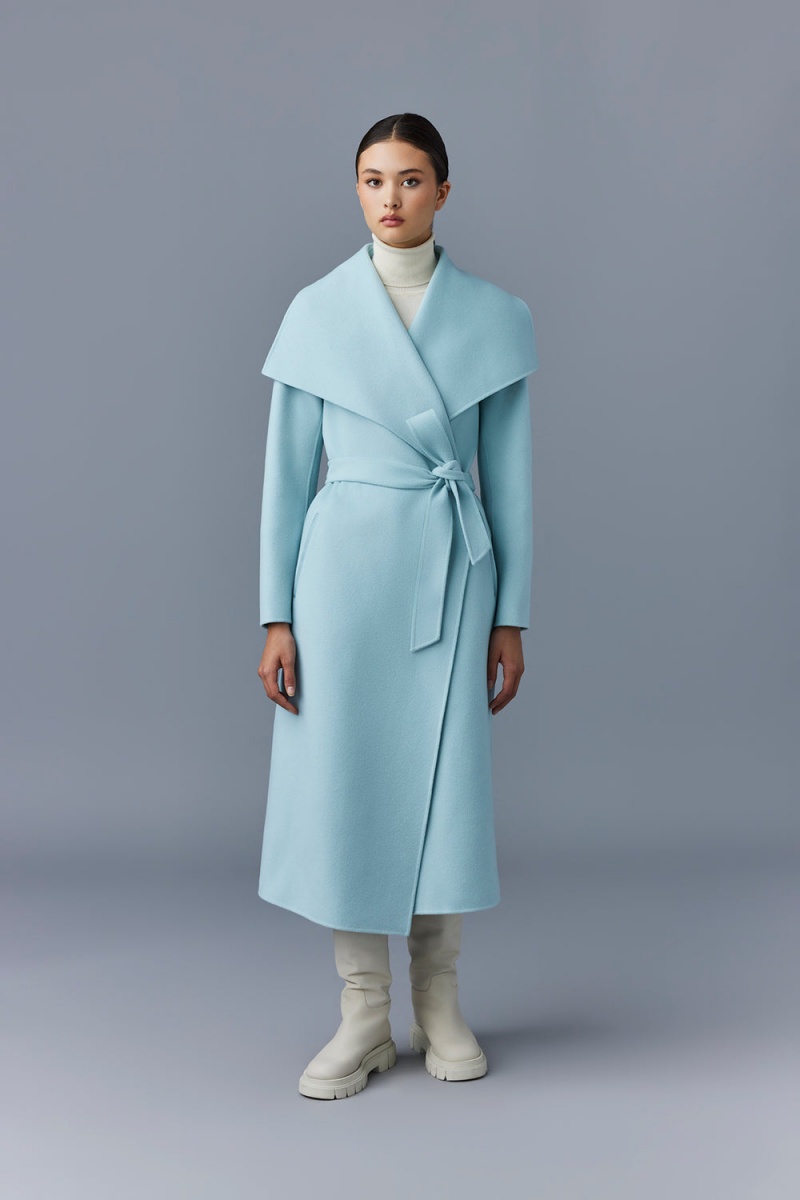 Blue Mackage Mai-Cn Double-Face Wool Wrap Women's Coats | FUPE46089