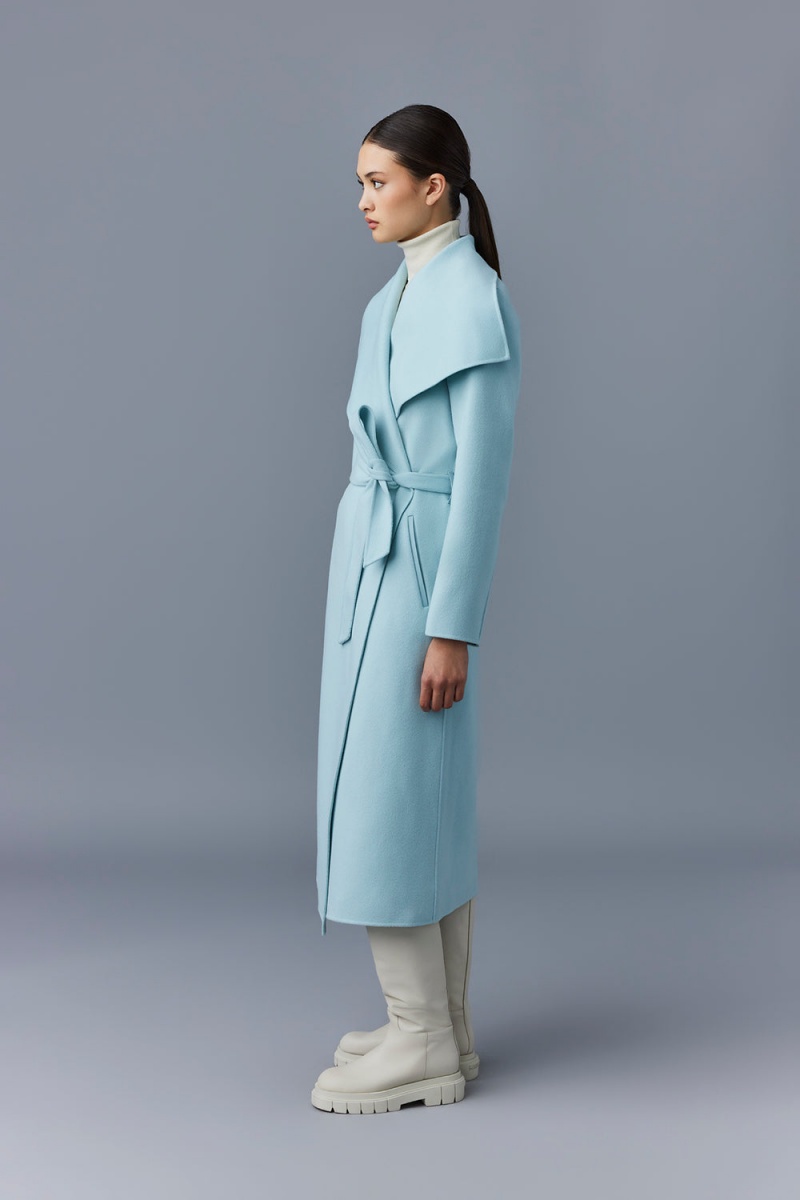 Blue Mackage Mai-Cn Double-Face Wool Wrap Women's Coats | FUPE46089