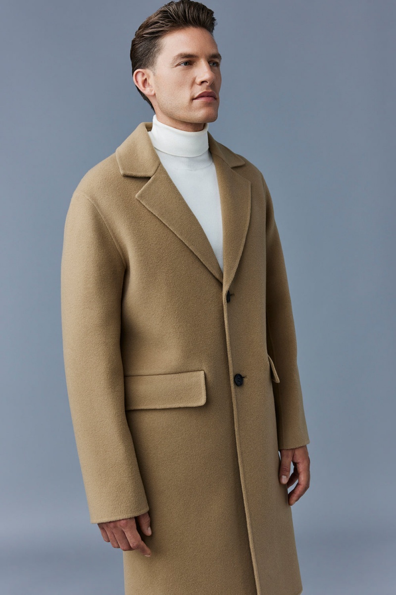 Brown Mackage Benjamin Double-Face Wool Notched Lapel Men's Coats | DLMN29053