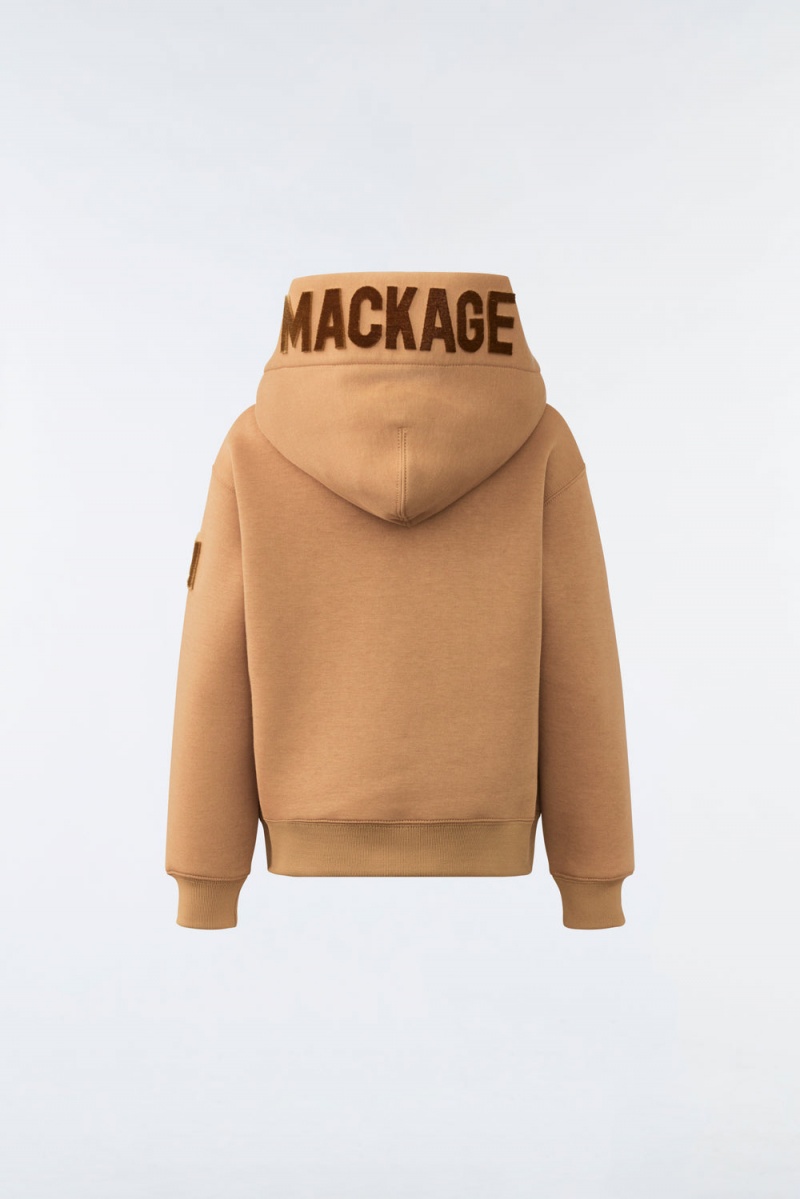 Brown Mackage Dru Double-Face Jersey Kids' Hoodie | PMTJ48176