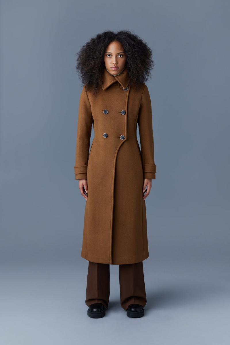 Brown Mackage Elodie Double Face Wool And Cashmere Tailored Women's Coats | RGTW92370