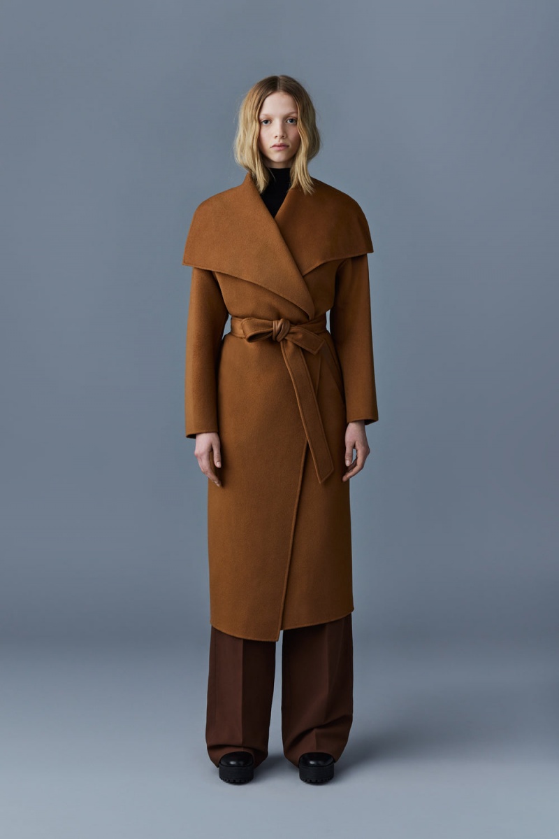 Brown Mackage Kate Double-Face Wool Robe Women's Coats | PKUZ40896