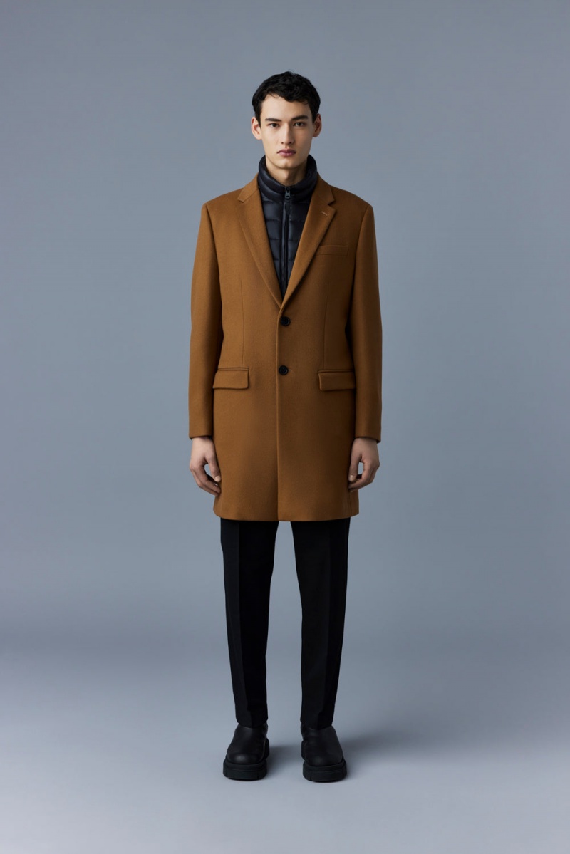 Brown Mackage Skai Double-Face Wool 2-In-1 Top Removable Down Liner Men's Coats | MFGY80617