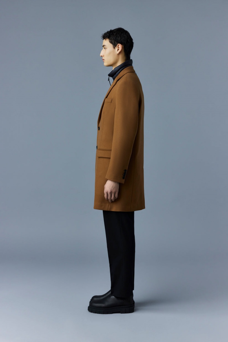 Brown Mackage Skai Double-Face Wool 2-In-1 Top Removable Down Liner Men's Coats | MFGY80617