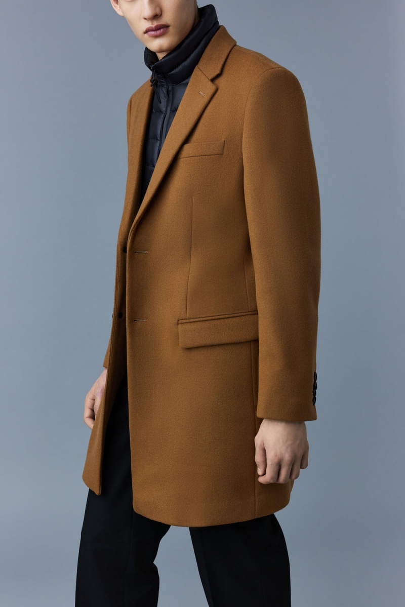 Brown Mackage Skai Double-Face Wool 2-In-1 Top Removable Down Liner Men's Coats | MFGY80617