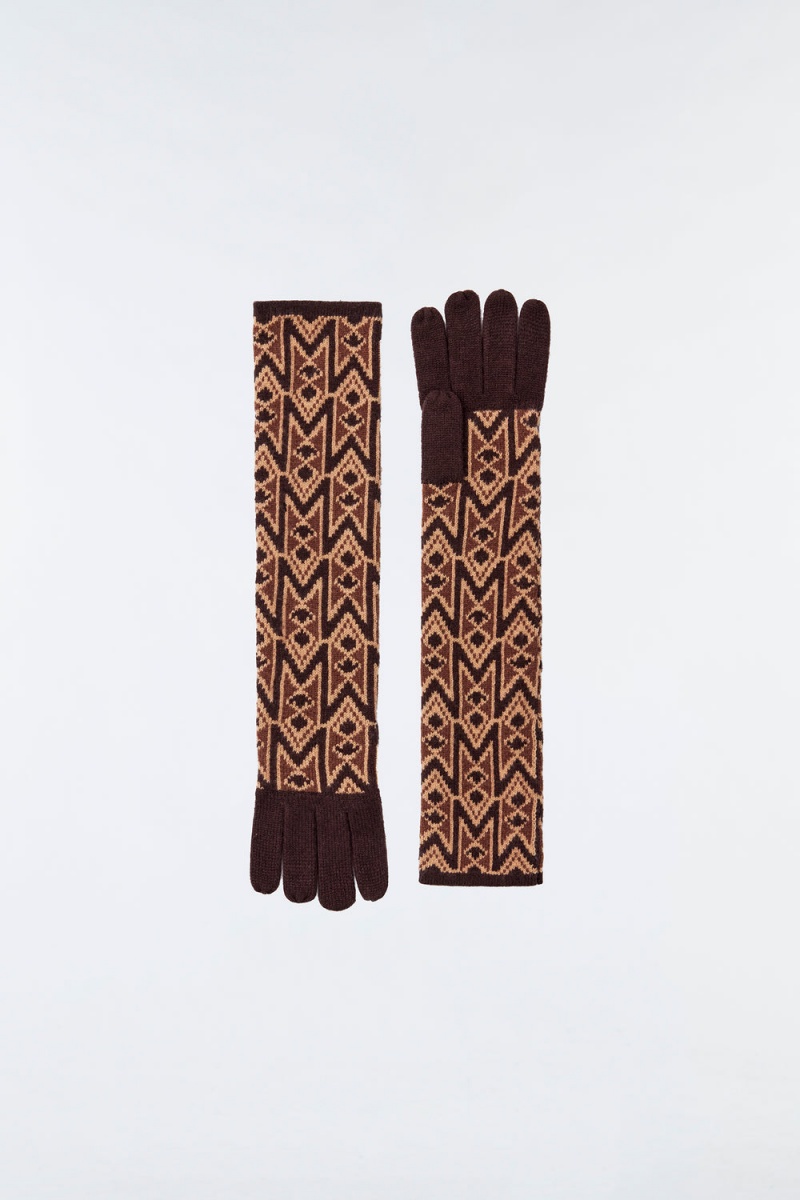 Coffee Mackage Bimini Merino Blend Monogram Long Women's Gloves | ENJS37821