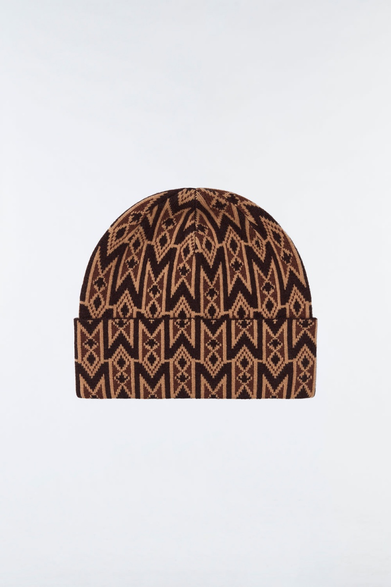 Coffee Mackage Kiko Knit Merino Blend Monogram Men's Hats | VJGN80293