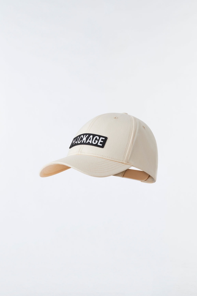 Cream Mackage Anderson Baseball Cap (R) Leather Wordmark Women's Hats | BKOU73014