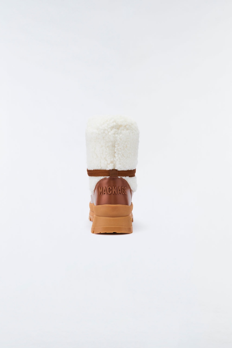 Cream Mackage Conquer Shearling Women's Ankle Boots | XRFA86512