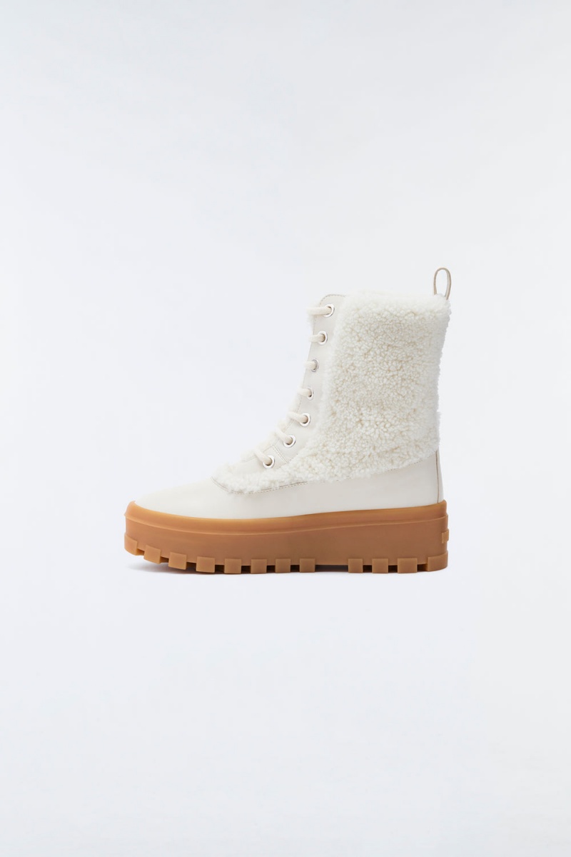 Cream Mackage Hero Shearling Women's Winter Boots | PSZA40651