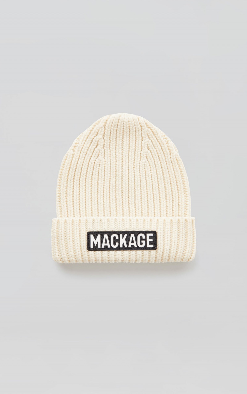 Cream Mackage Jude Hand-Knit Toque Ribbed Cuff Kids' Beanie | ZRCV46520