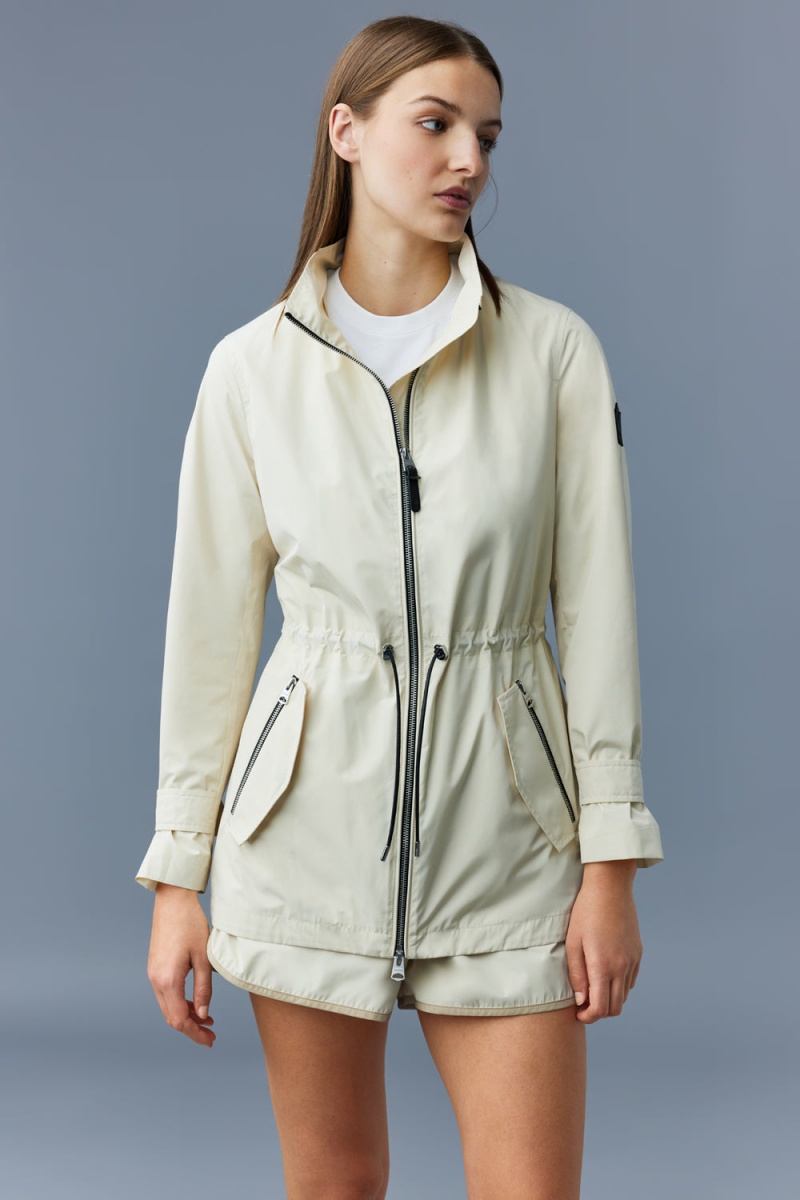 Cream Mackage Melany 2-In-1 Removable Bib Women's Rain Jackets | XBEW95026