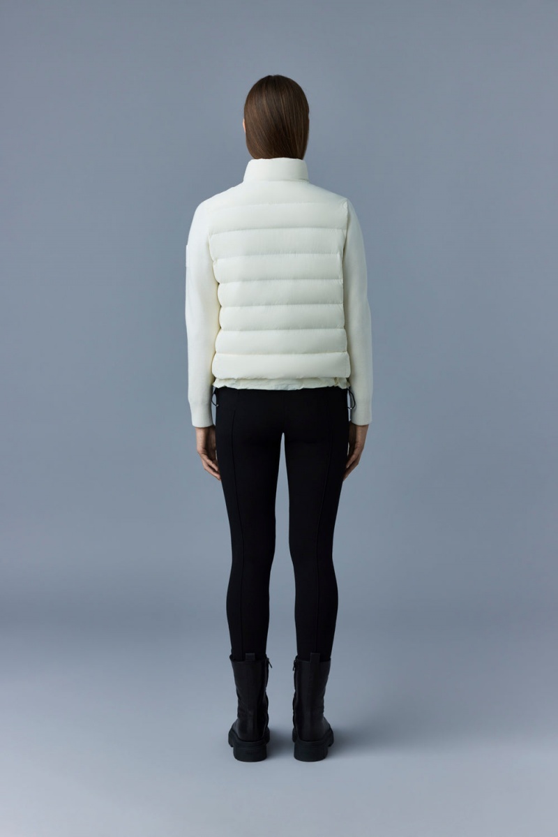 Cream Mackage Oceane Recycled Hybrid Rib Knit Sleeves Women's Jackets | LZSB41683