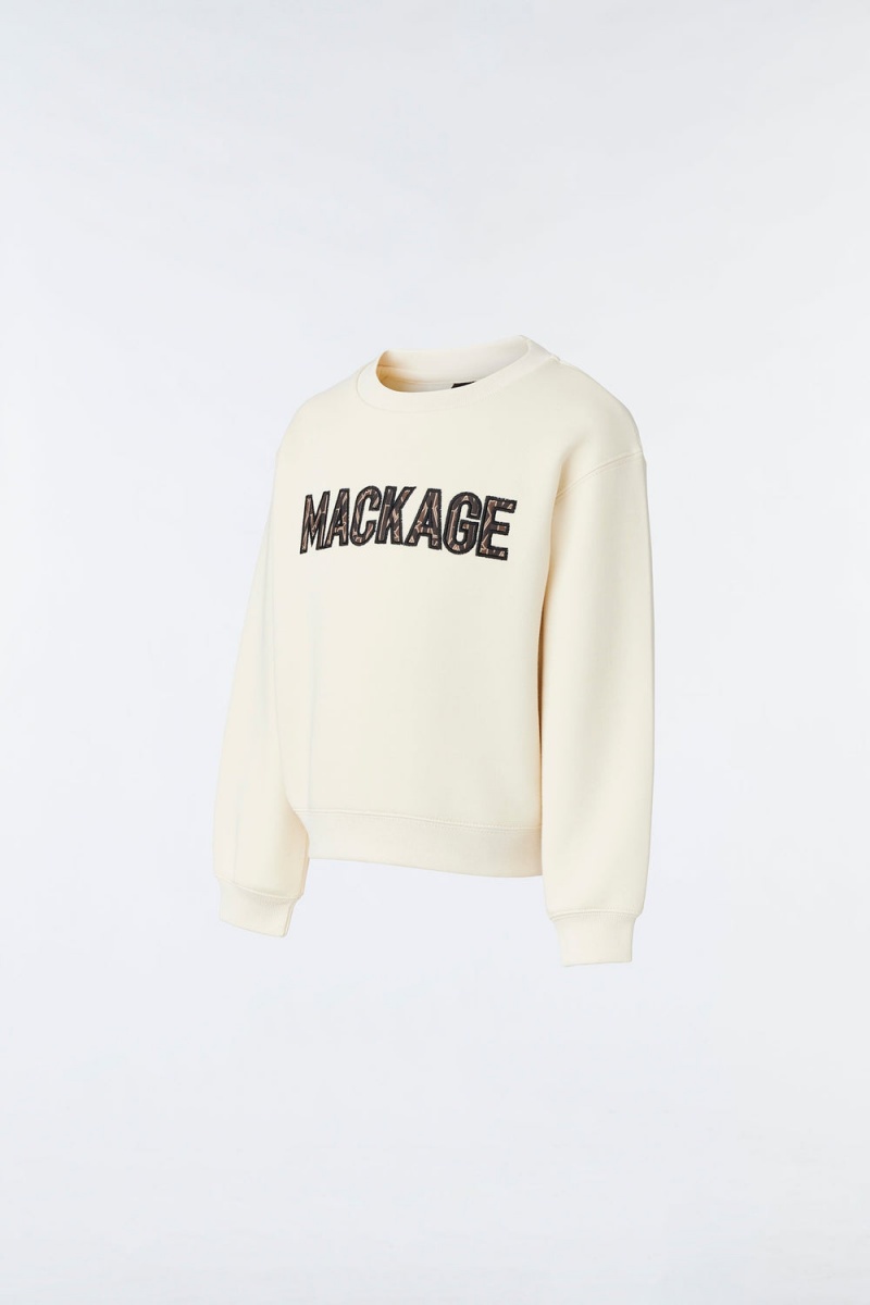 Cream Mackage Rio Double-Face Jersey Wordmark Kids' Sweatshirts | FAZC60817