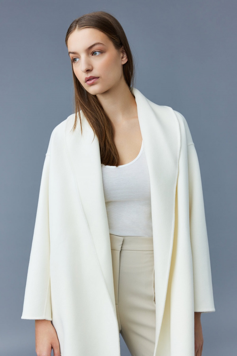 Cream Mackage Tyra Double-Face Wool Robe Women's Jackets | ZMDT43702