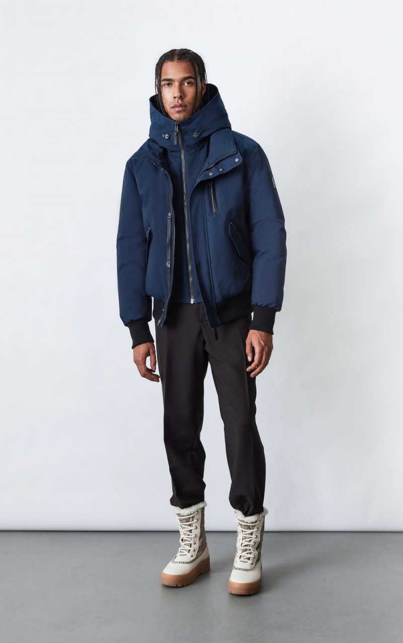 Navy Mackage Dixon 2-In-1 Down Hooded Bib Men's Bomber Jackets | ZUXR82950