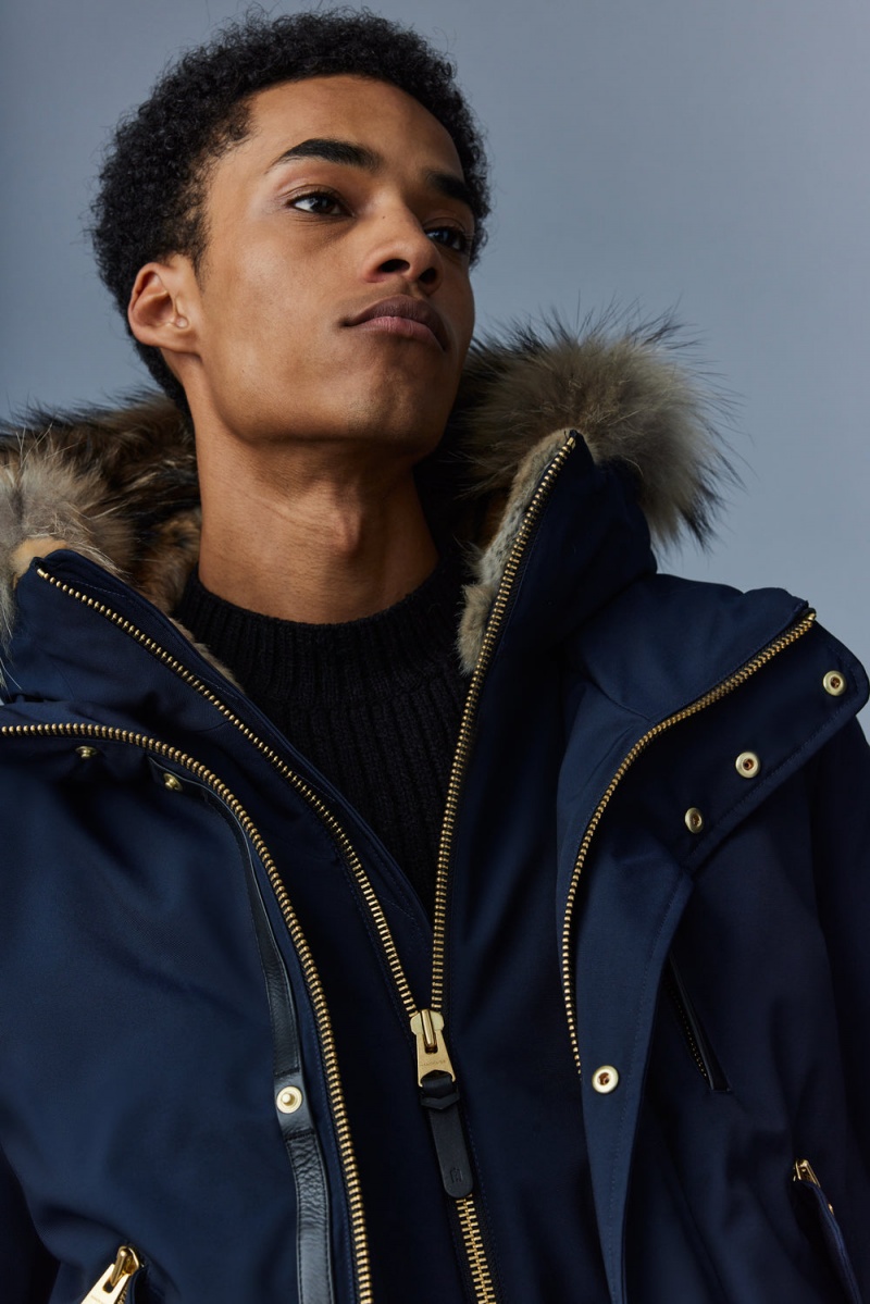 Navy Mackage Dixon 2-In-1 Nordic Tech Down Natural Fur Men's Bomber Jackets | REPH07423