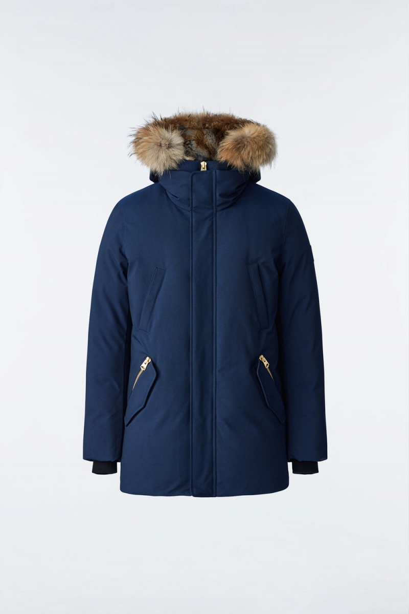 Navy Mackage Edward 2-In-1 Down Hooded Bib And Natural Fur Men's Parka Jackets | QHNT35276