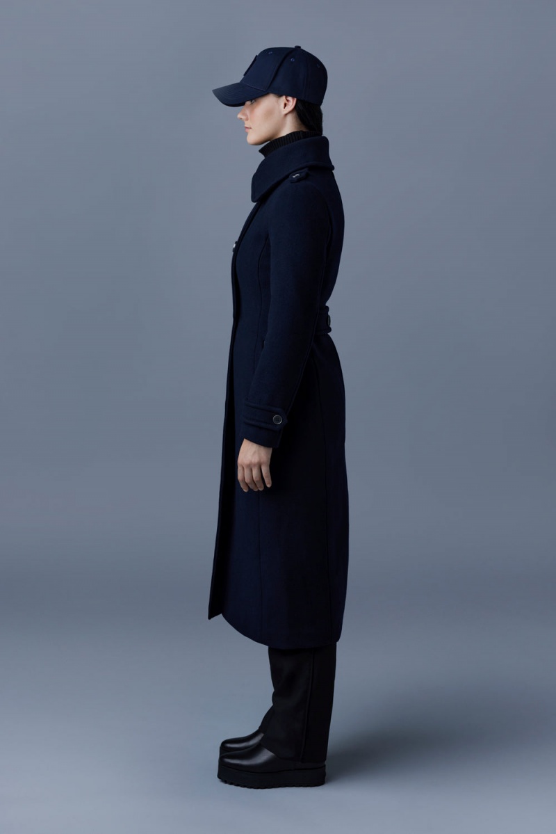 Navy Mackage Elodie Double Face Wool And Cashmere Tailored Women's Coats | FBRV19024