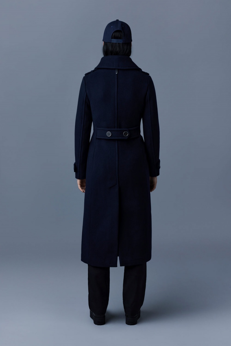 Navy Mackage Elodie Double Face Wool And Cashmere Tailored Women's Coats | FBRV19024