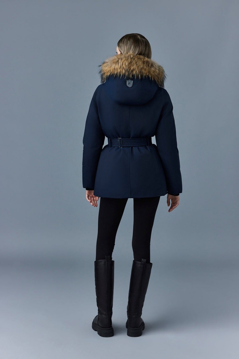 Navy Mackage Jeni-Fz 2-In-1 Down Removable Bib & Fur Trim Women's Parka Jackets | MRBC69817