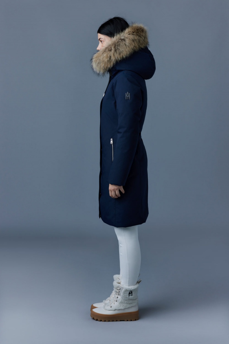 Navy Mackage Shiloh 2-In-1 Fitted Removable Bib And Natural Fur Women's Down Coats | GFQT28396