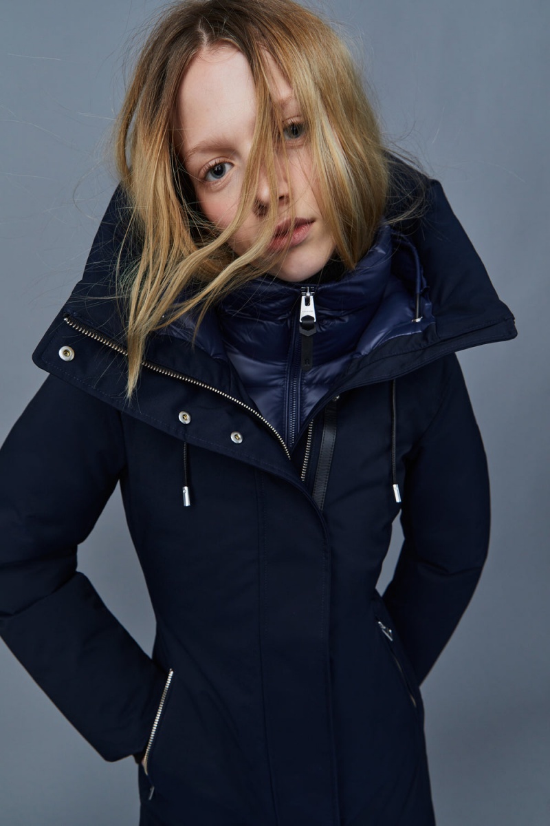 Navy Mackage Shiloh 2-In-1 Fitted Removable Bib Women's Down Coats | RZQY61924