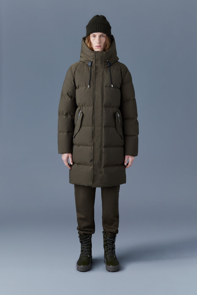 Olive Mackage Antoine 2-In-1 Recycled Down Removable Bib Men's Parka Jackets | OMFG98710