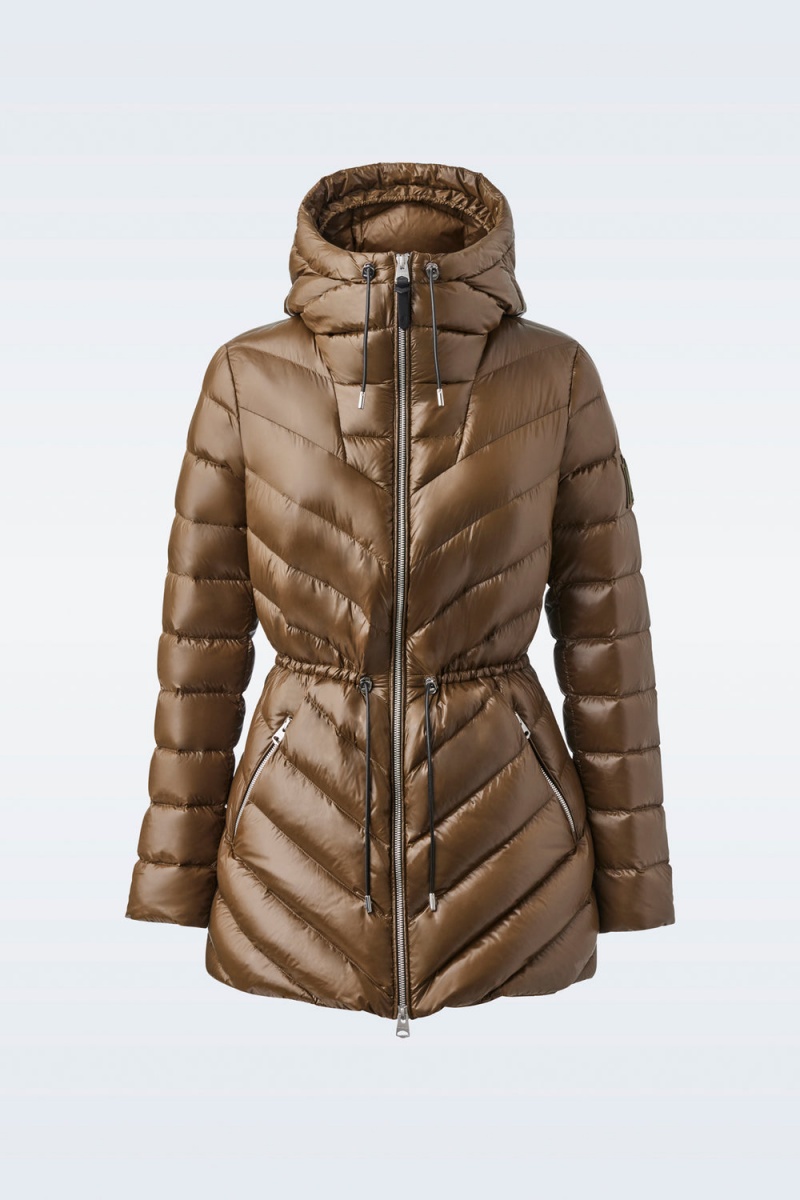 Olive Mackage Arita Light Hooded Chevron Women's Down Jackets | UVGE87015