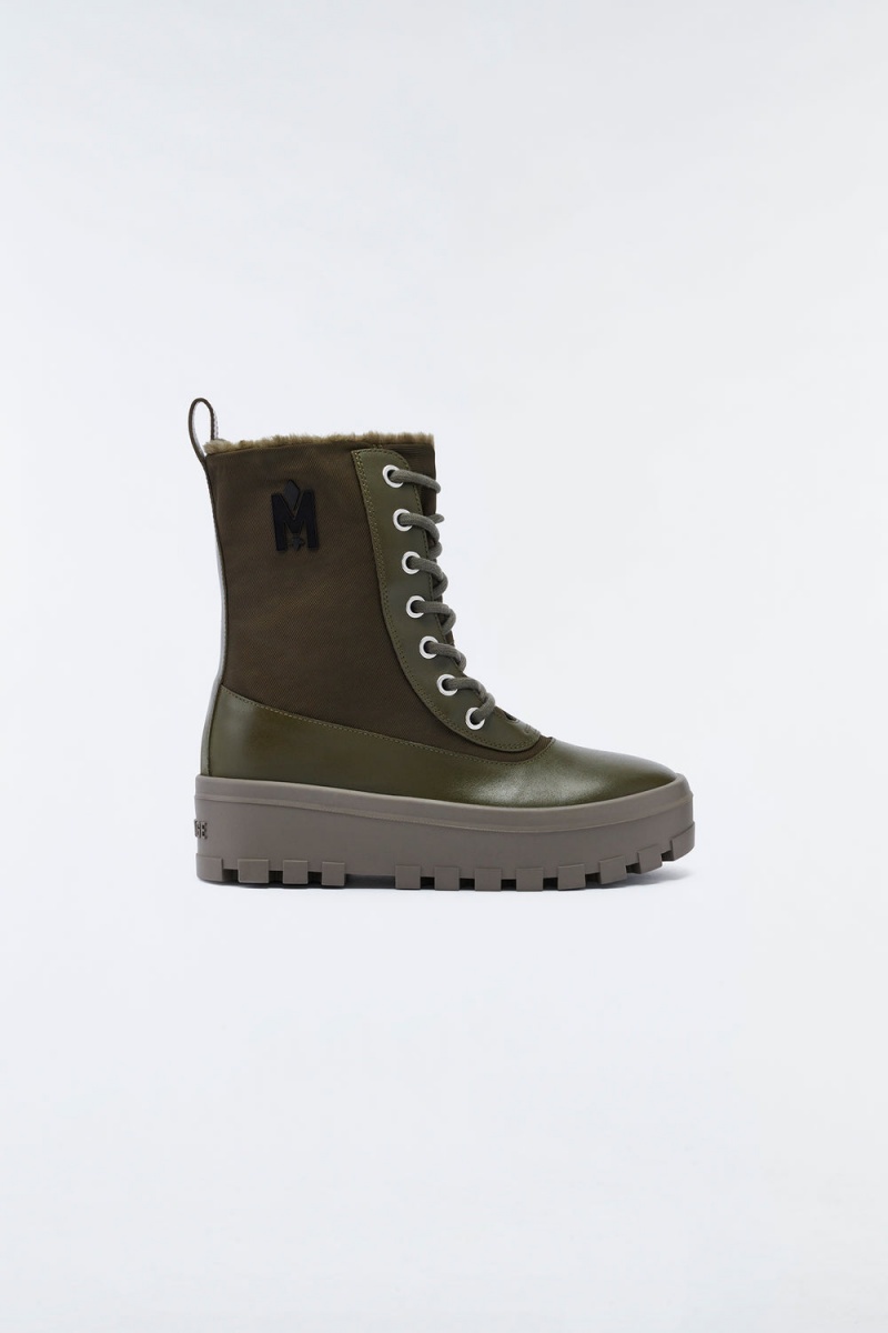 Olive Mackage Hero-W Shearling-Lined Women's Winter Boots | FTWV61745