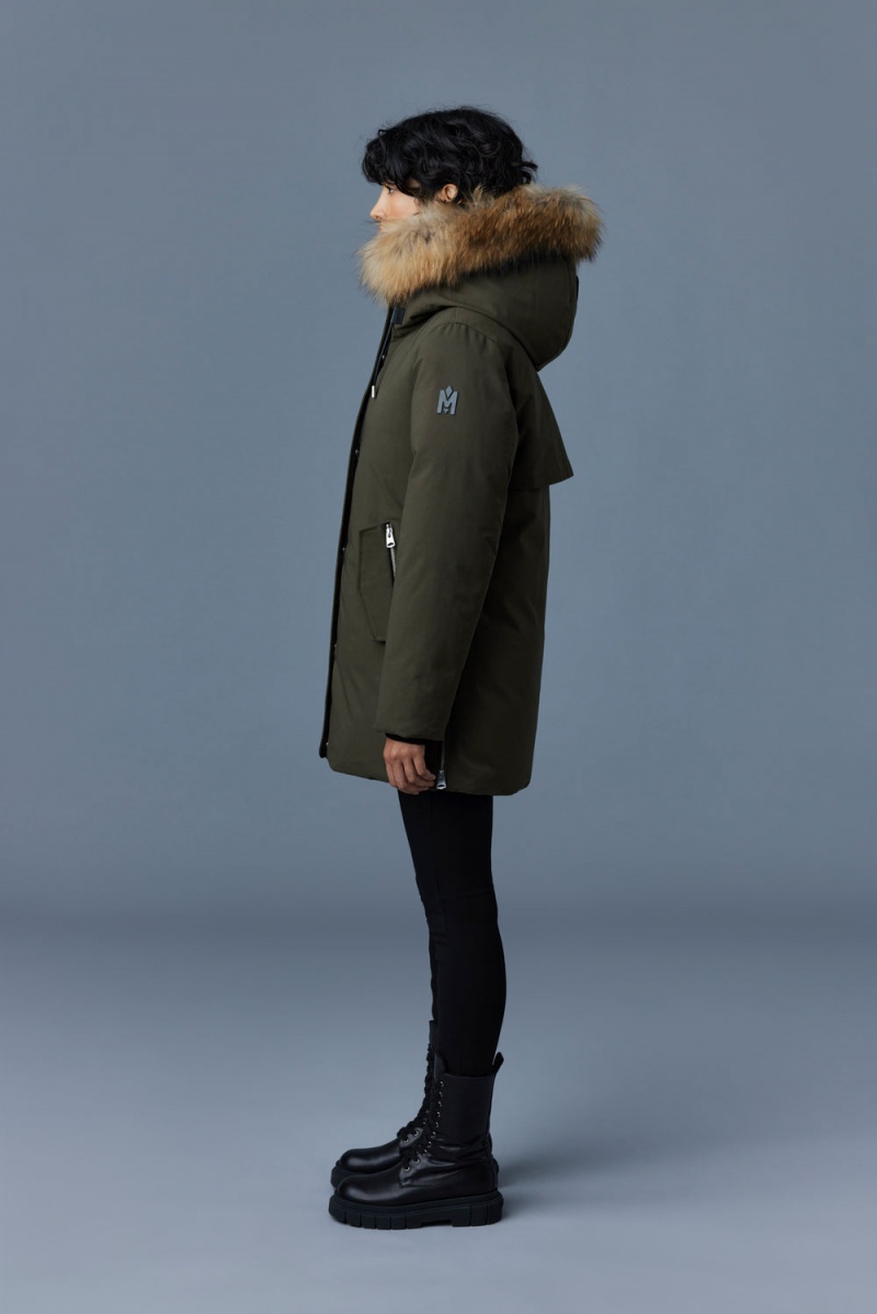 Olive Mackage Kinslee 2-In-1 Oversized Down Bib And Natural Fur Women's Parka Jackets | FMYE92674