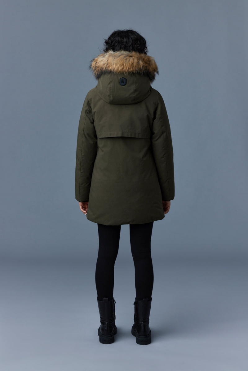 Olive Mackage Kinslee 2-In-1 Oversized Down Bib And Natural Fur Women's Parka Jackets | FMYE92674