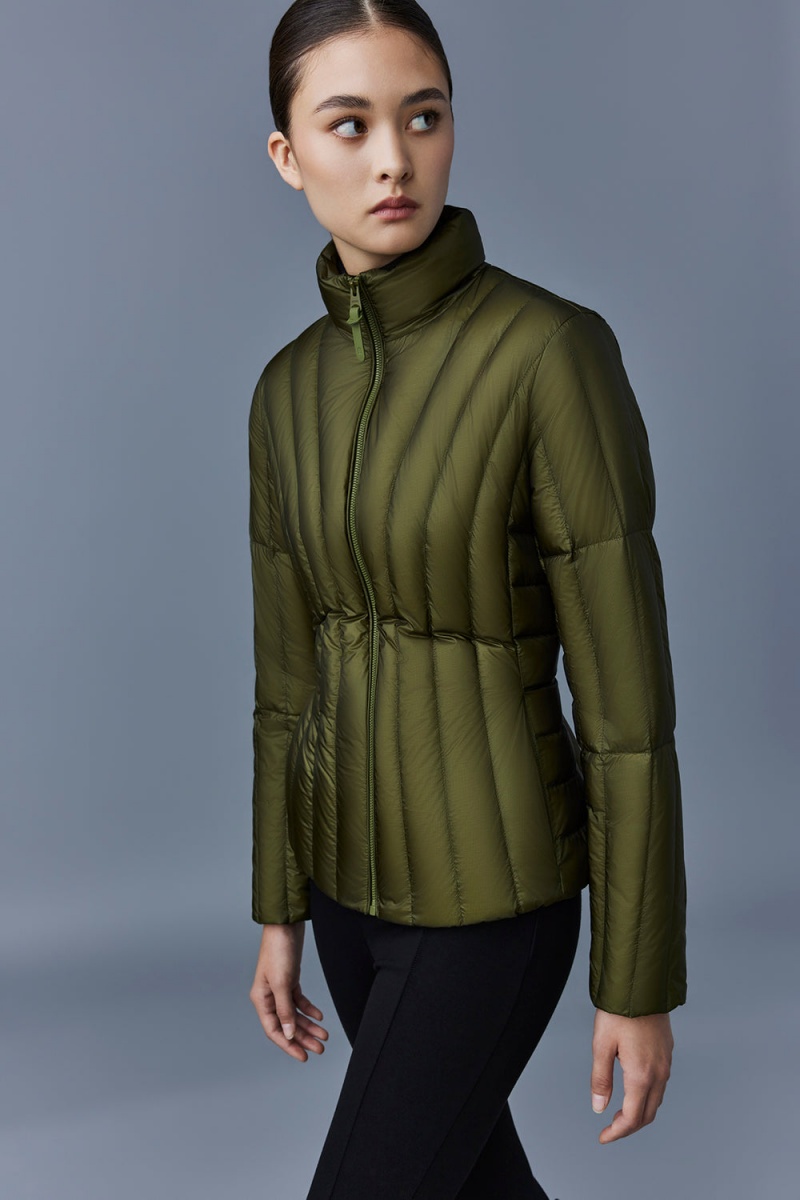 Olive Mackage Lany Light Vertical Quilted Women's Down Jackets | LXWN21408