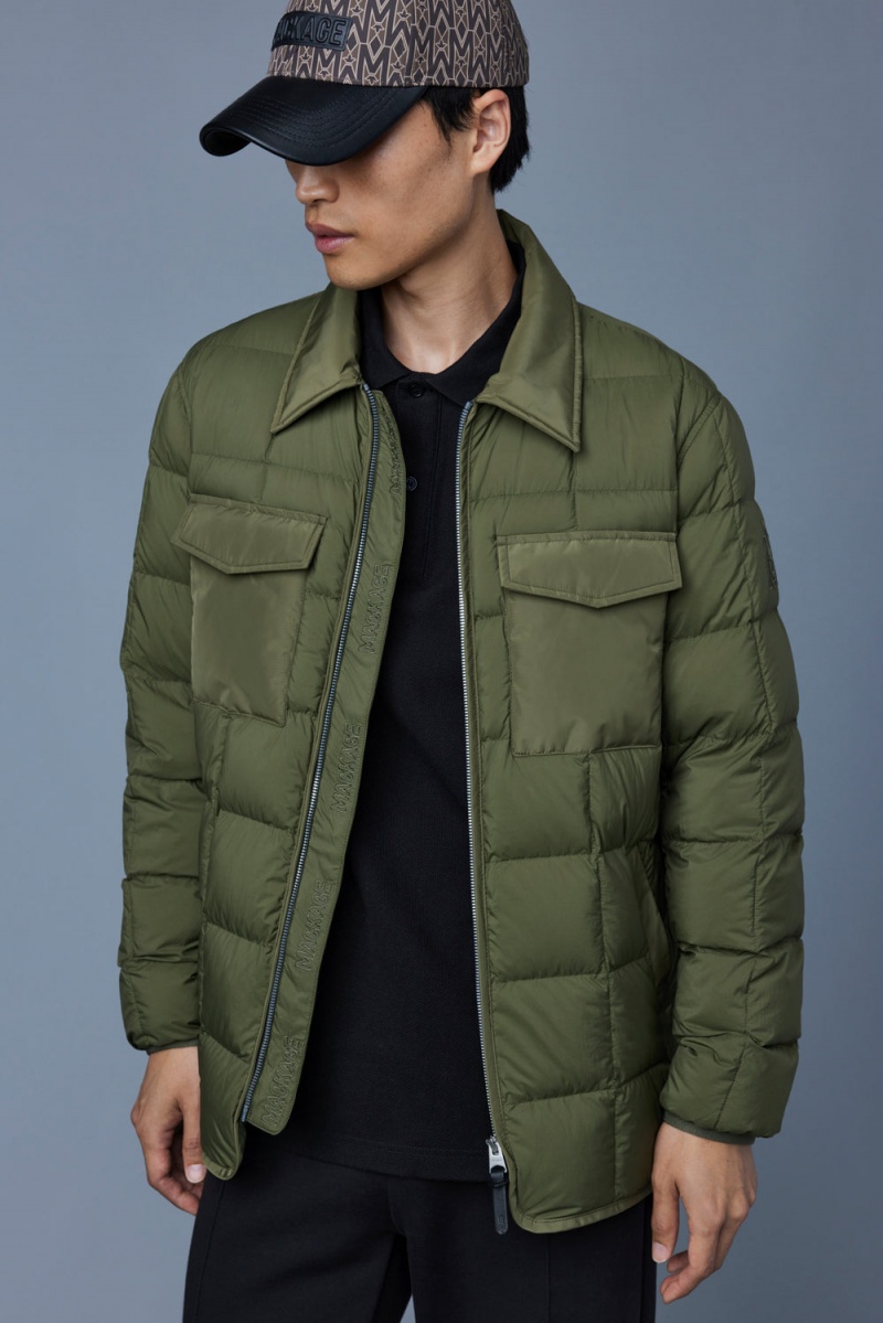 Olive Mackage Osmond Matte Light Overshirt Men's Down Jackets | BXMJ40615