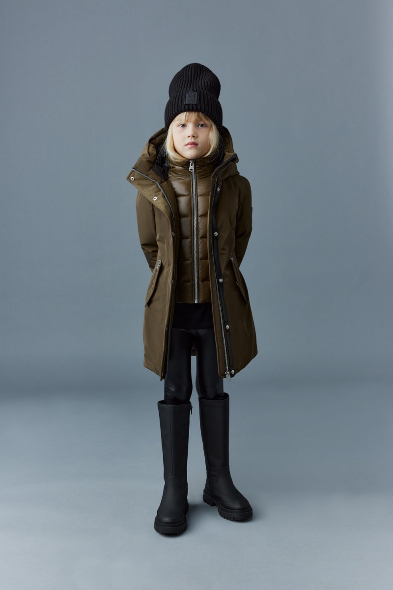 Olive Mackage Shayna 2-In-1 Nano Removable Bib Kids' Down Coats | RHND90538