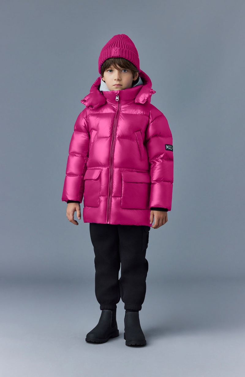 Pink Mackage Kennie Lustrous Light Down Hood Kids' Parka Jackets | JBXY72405