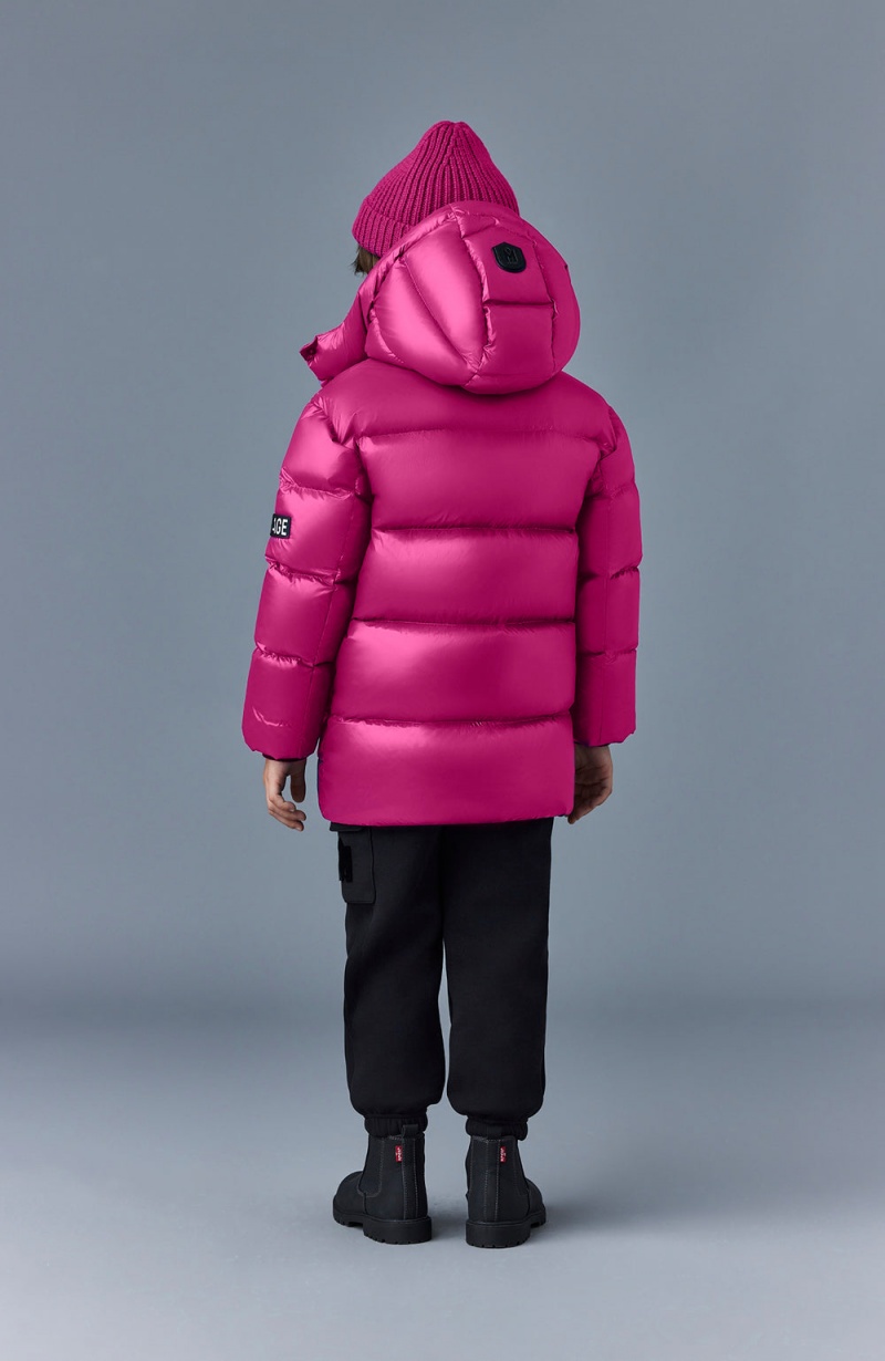 Pink Mackage Kennie Lustrous Light Down Hood Kids' Parka Jackets | JBXY72405