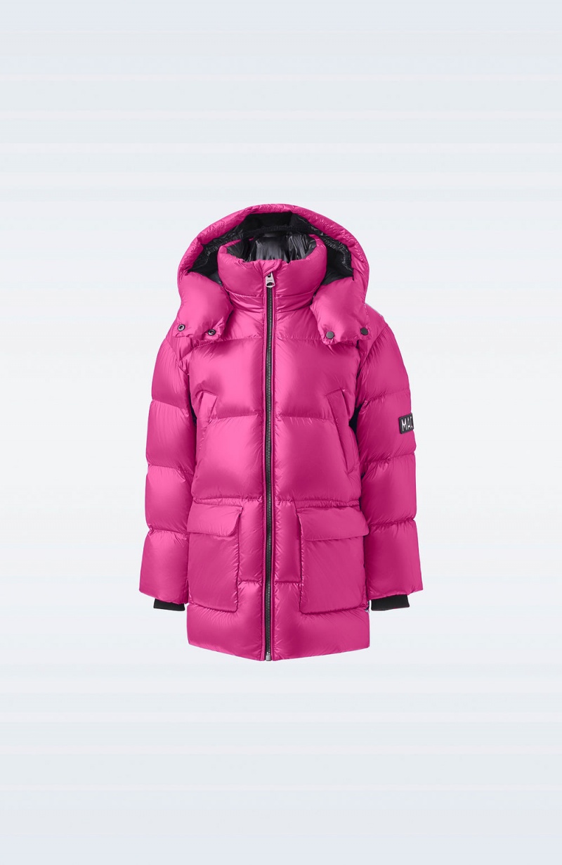 Pink Mackage Kennie Lustrous Light Down Hood Kids\' Parka Jackets | JBXY72405