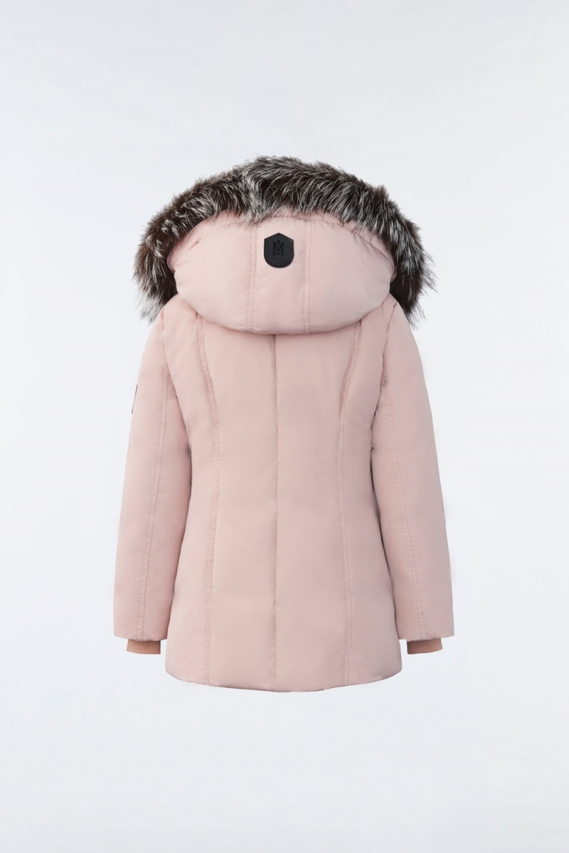 Pink Mackage Leelee Removable Silver Fox Signature Mackage Collar Kids' Down Coats | YXCM41593