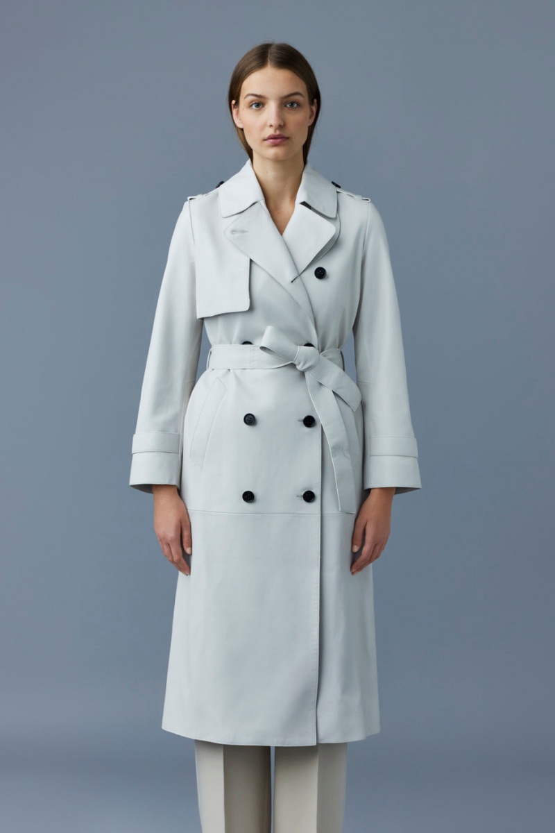 White Mackage Gael (R) Leather Belt Women's Trench Coats | EBAI13470