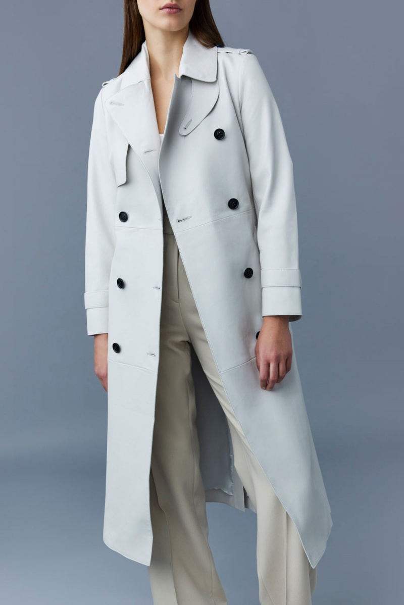 White Mackage Gael (R) Leather Belt Women's Trench Coats | EBAI13470