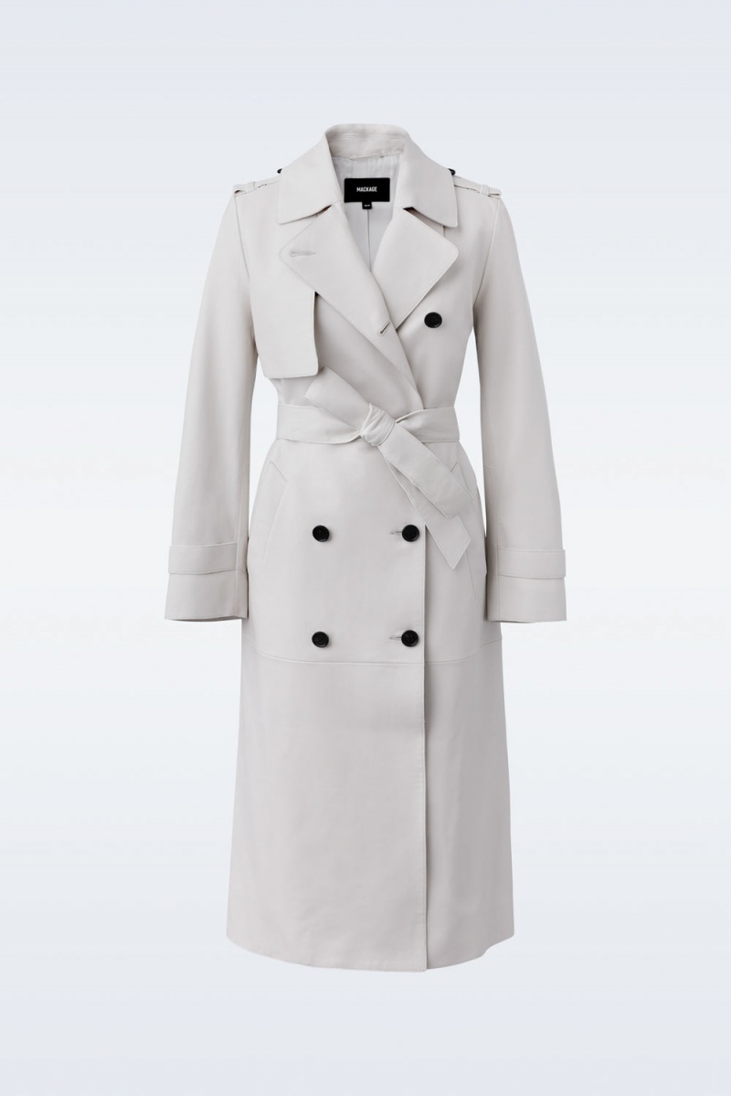 White Mackage Gael (R) Leather Belt Women\'s Trench Coats | EBAI13470