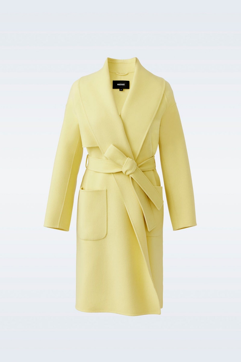 Yellow Mackage Thalia Double-Face Wool Robe Women's Coats | KYHV23597